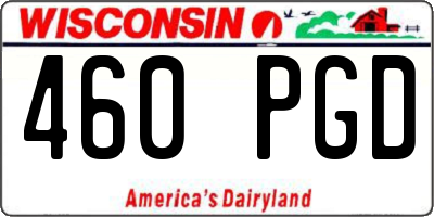 WI license plate 460PGD