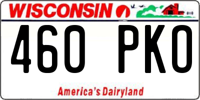 WI license plate 460PKO