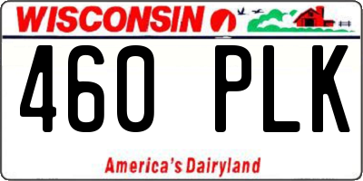 WI license plate 460PLK