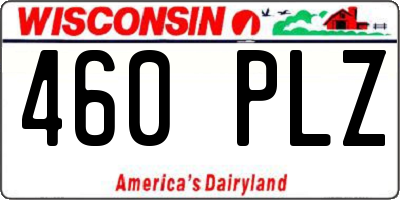 WI license plate 460PLZ