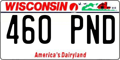WI license plate 460PND