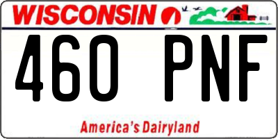 WI license plate 460PNF