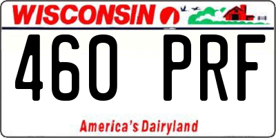 WI license plate 460PRF