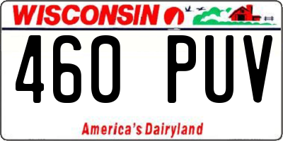 WI license plate 460PUV
