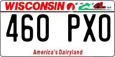 WI license plate 460PXO