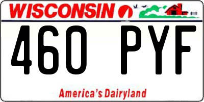 WI license plate 460PYF