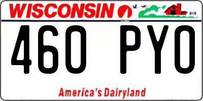 WI license plate 460PYO