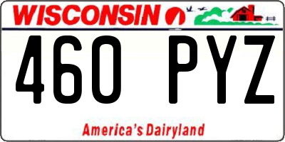 WI license plate 460PYZ