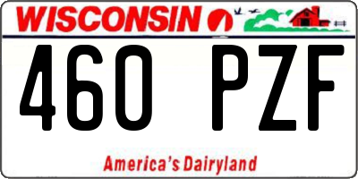 WI license plate 460PZF