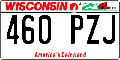 WI license plate 460PZJ