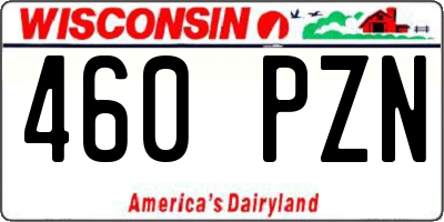 WI license plate 460PZN