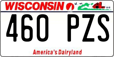 WI license plate 460PZS