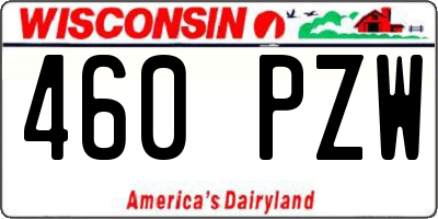 WI license plate 460PZW
