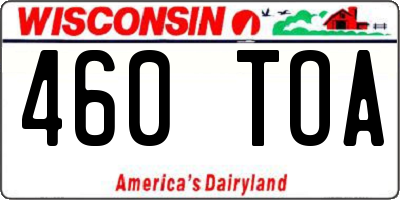 WI license plate 460TOA