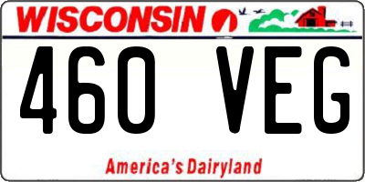 WI license plate 460VEG