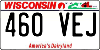 WI license plate 460VEJ