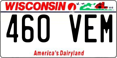 WI license plate 460VEM