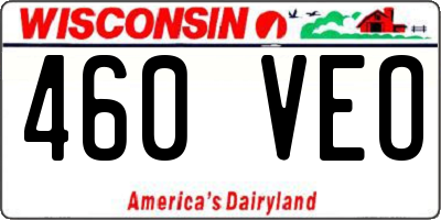 WI license plate 460VEO