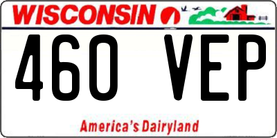 WI license plate 460VEP