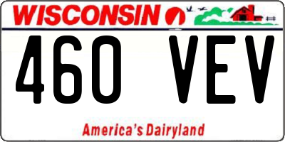 WI license plate 460VEV