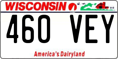 WI license plate 460VEY
