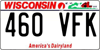 WI license plate 460VFK
