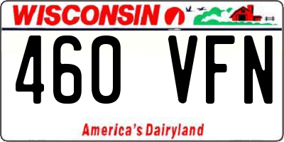 WI license plate 460VFN