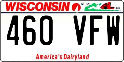 WI license plate 460VFW