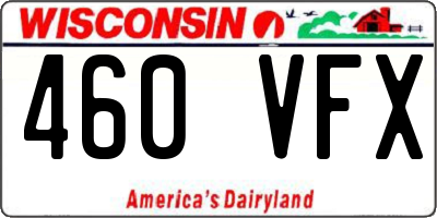 WI license plate 460VFX