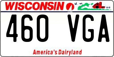 WI license plate 460VGA