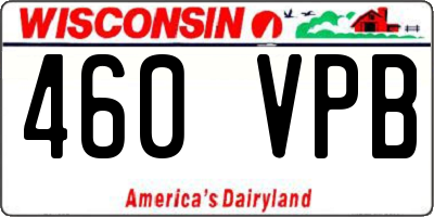 WI license plate 460VPB