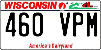 WI license plate 460VPM