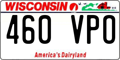 WI license plate 460VPO