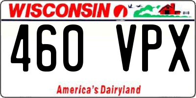 WI license plate 460VPX