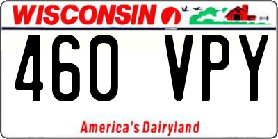 WI license plate 460VPY