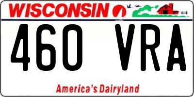 WI license plate 460VRA