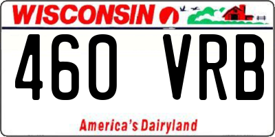 WI license plate 460VRB