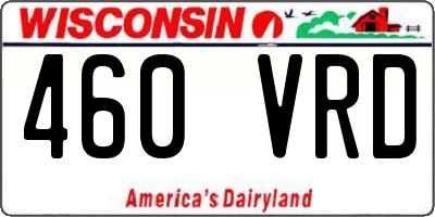 WI license plate 460VRD