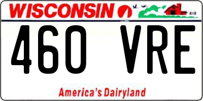 WI license plate 460VRE