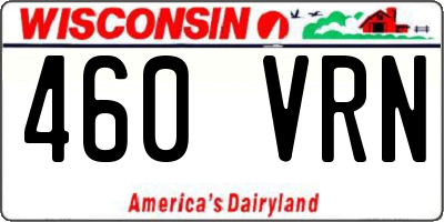 WI license plate 460VRN
