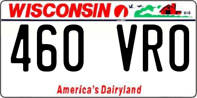 WI license plate 460VRO