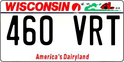 WI license plate 460VRT