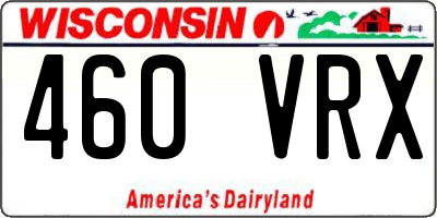 WI license plate 460VRX