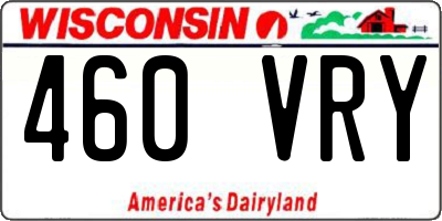 WI license plate 460VRY