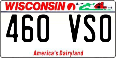 WI license plate 460VSO