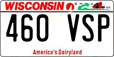 WI license plate 460VSP