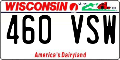 WI license plate 460VSW