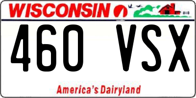WI license plate 460VSX