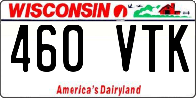 WI license plate 460VTK