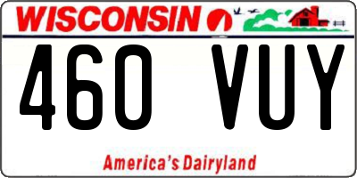 WI license plate 460VUY